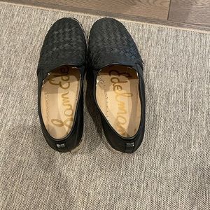 SAM EDELMAN Woven black platform espadrilles